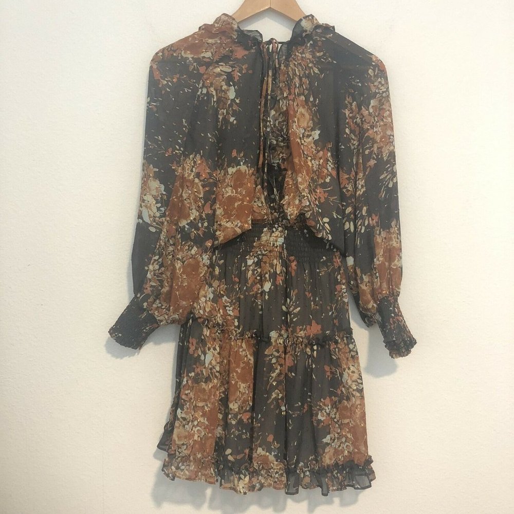 Aniche Boutique Santa Sofia Floral And Gold Peasant Dress Women Small Open Back - Picture 8 of 12